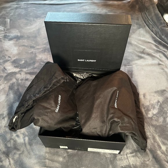 SAINT LAURENT YSL Tribute Platform Leather Sandal Nude Size 37.5, w/ Box & Bags - Picture 12 of 14